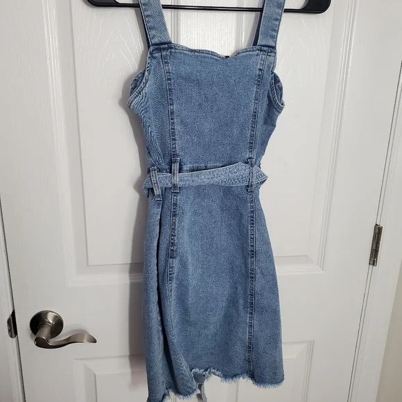 Peace Love Eco Denium Button and Tie Mini Dress - Picture 6 of 10